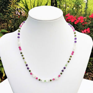 Amethyst Nephrite and Malaysia Jade Crystal Choker